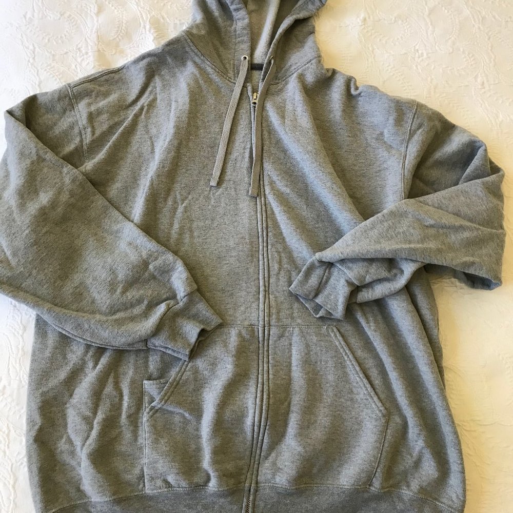 Mens 3XL solid gray zip up hoodie sweatshirt
